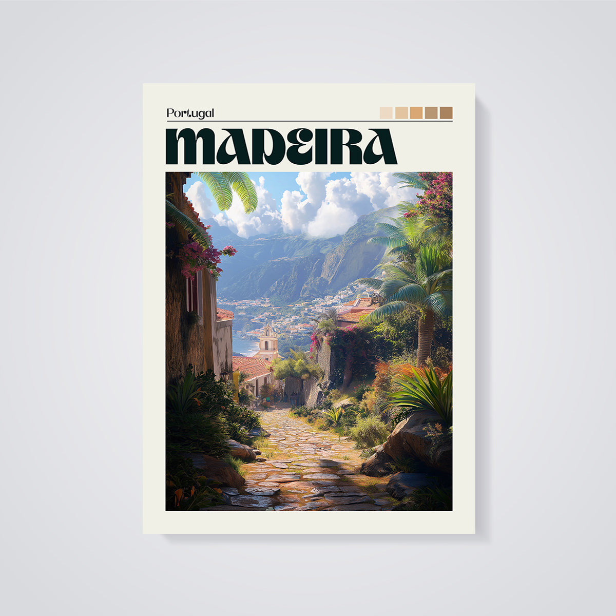 Madeira Island Path Print unframed on a grey background