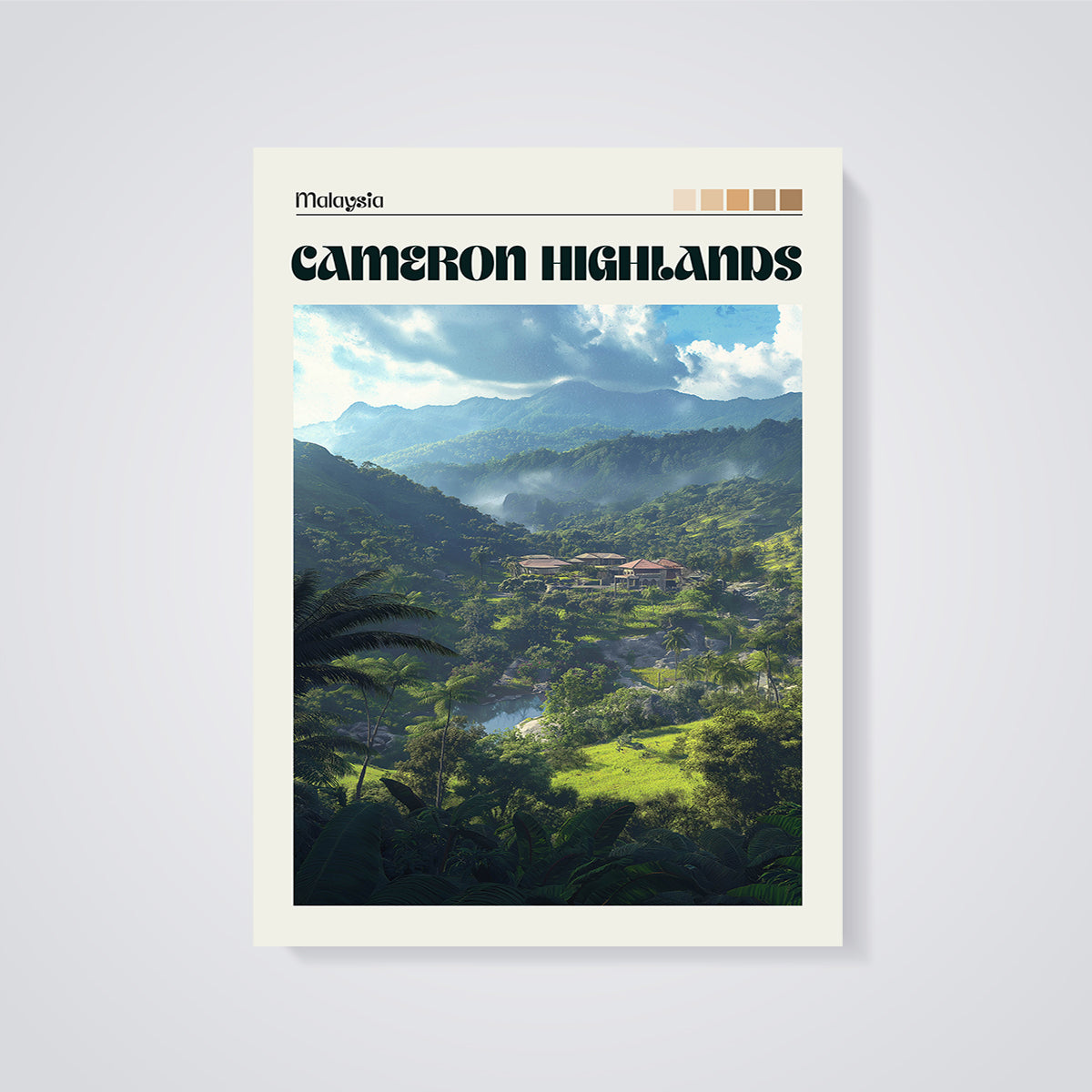 Malaysia Cameron Highlands Print unframed on a grey background