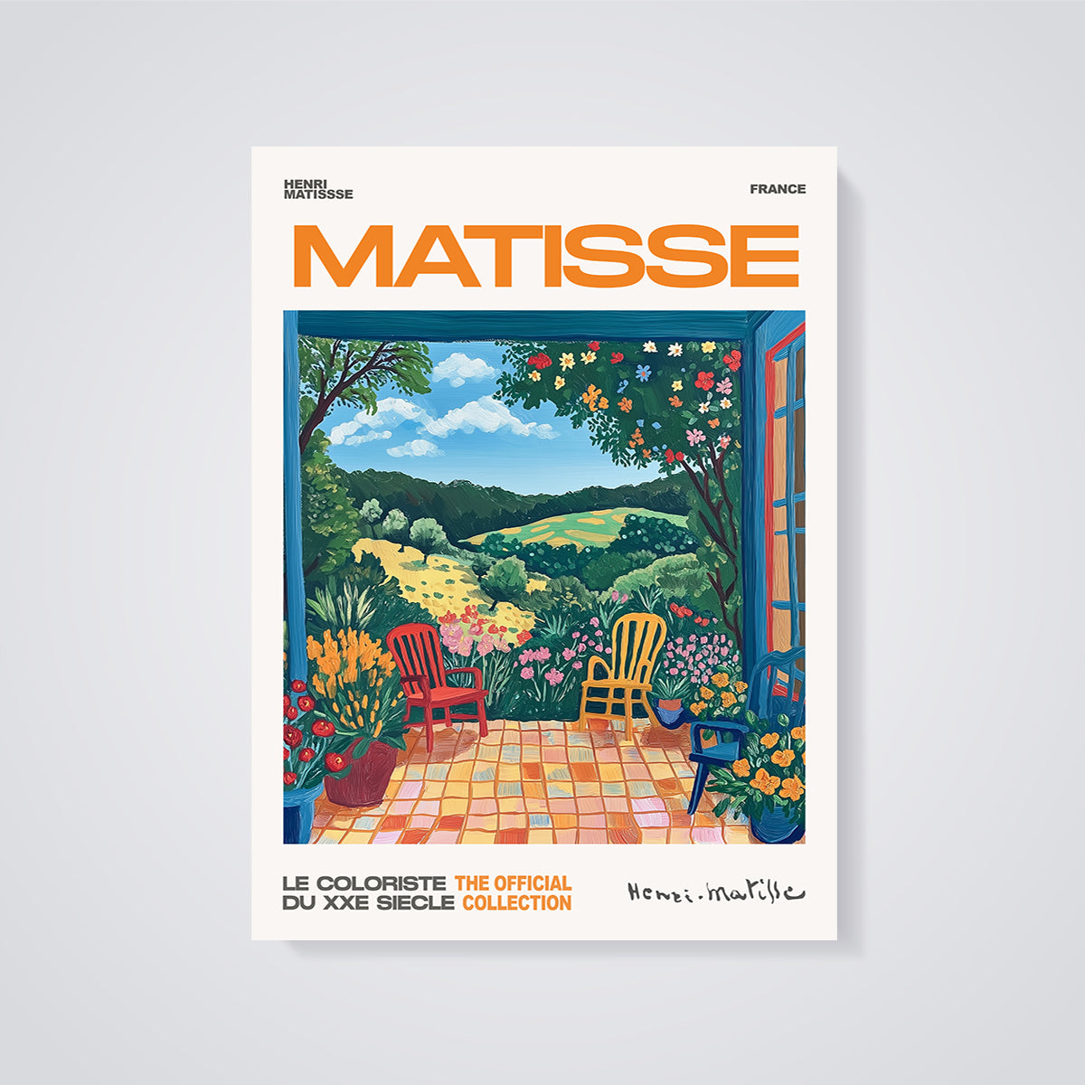 Matisse Balcony Garden View Print unframed on a grey background