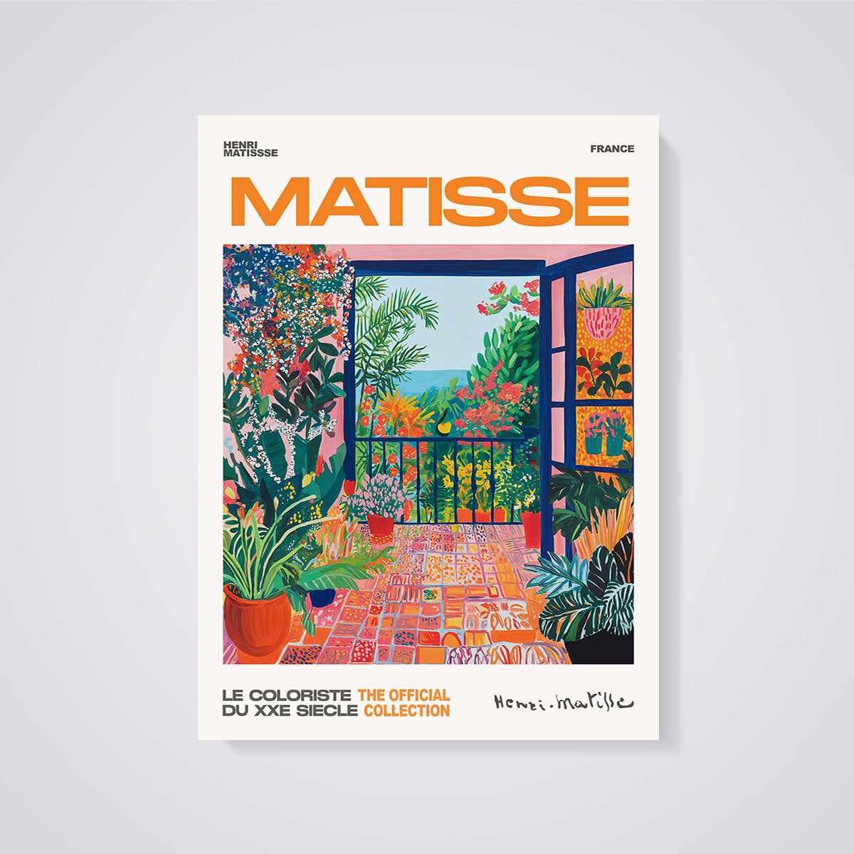 Matisse Balcony Garden View Print Aesthetic unframed on a grey background
