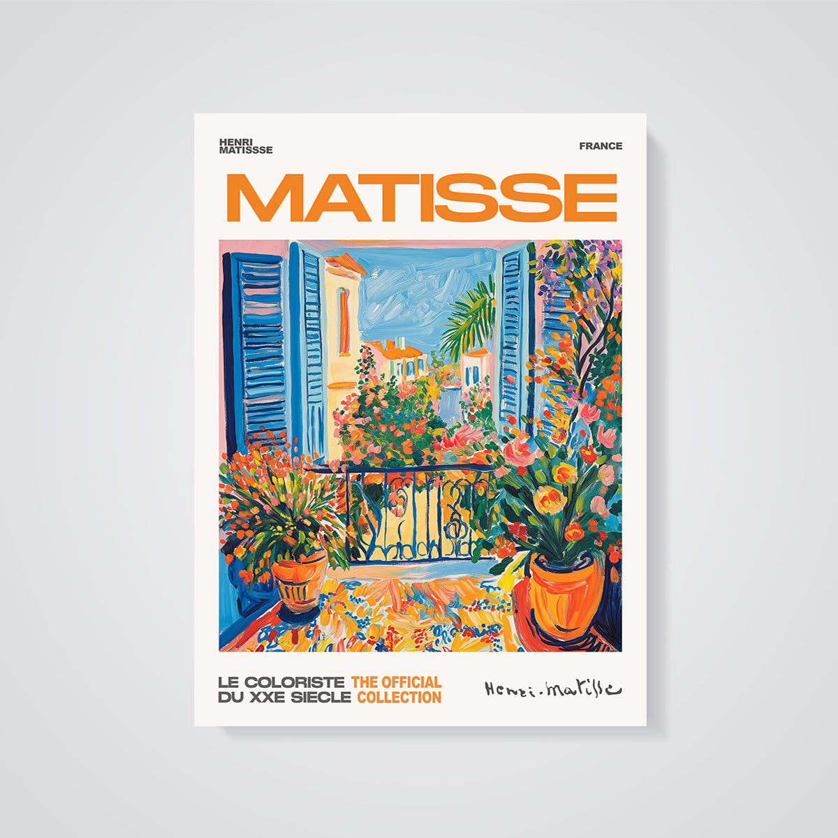 Matisse Balcony View Print unframed on a grey background
