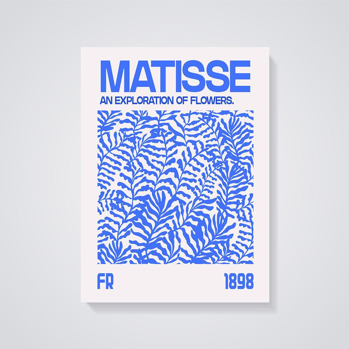 Matisse Blue Floral Exploration Print unframed on a grey background