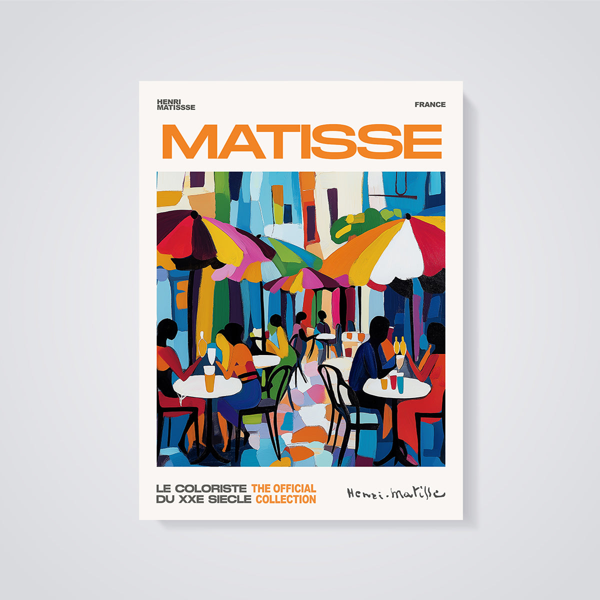 Matisse Cafe Umbrellas Print unframed on a grey background