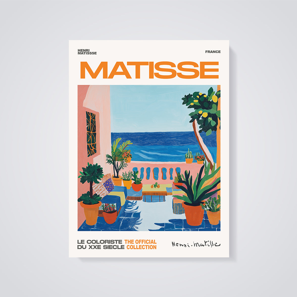 Matisse Coastal Terrace Print unframed on a grey background