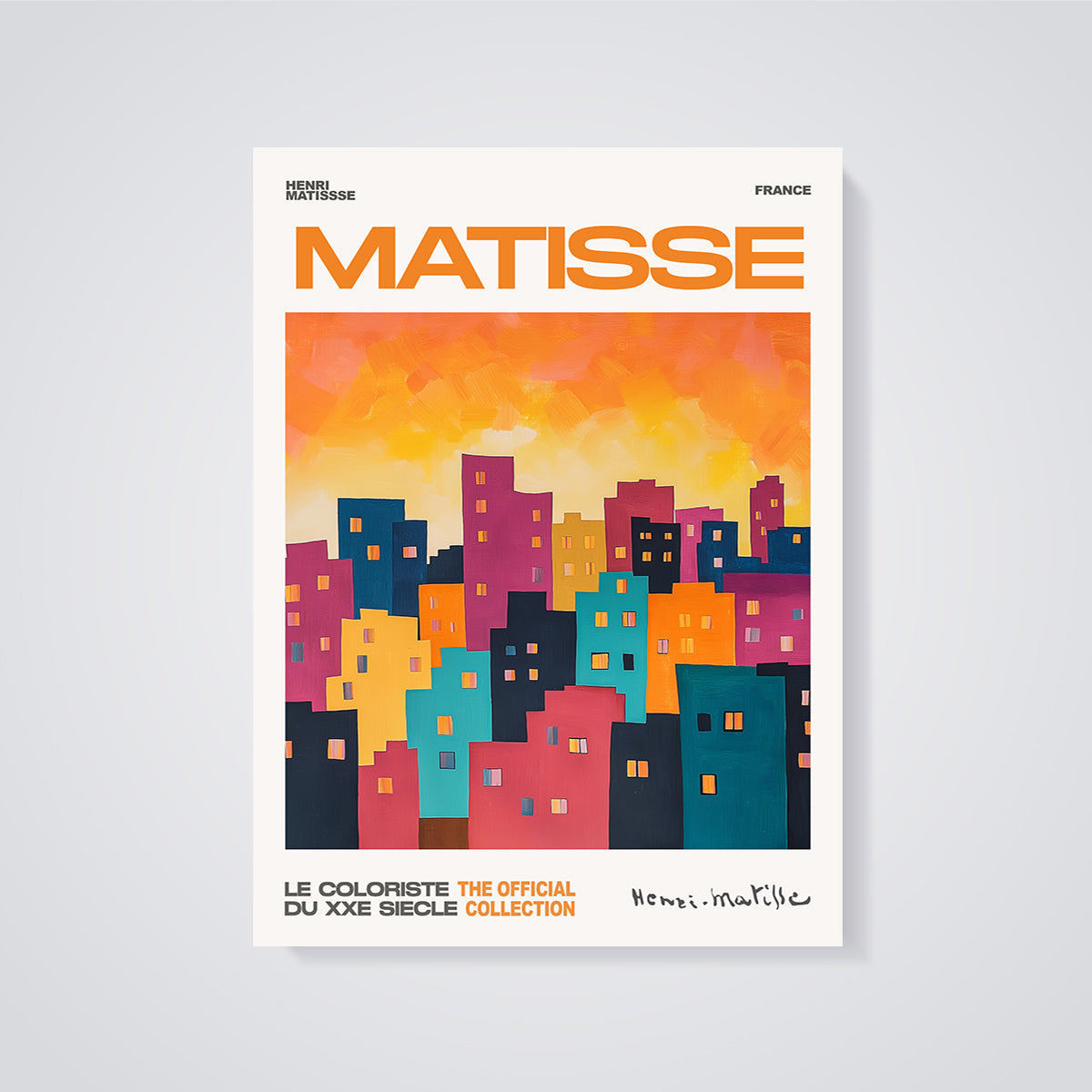 Matisse Colorful Cityscape Print unframed on a grey background