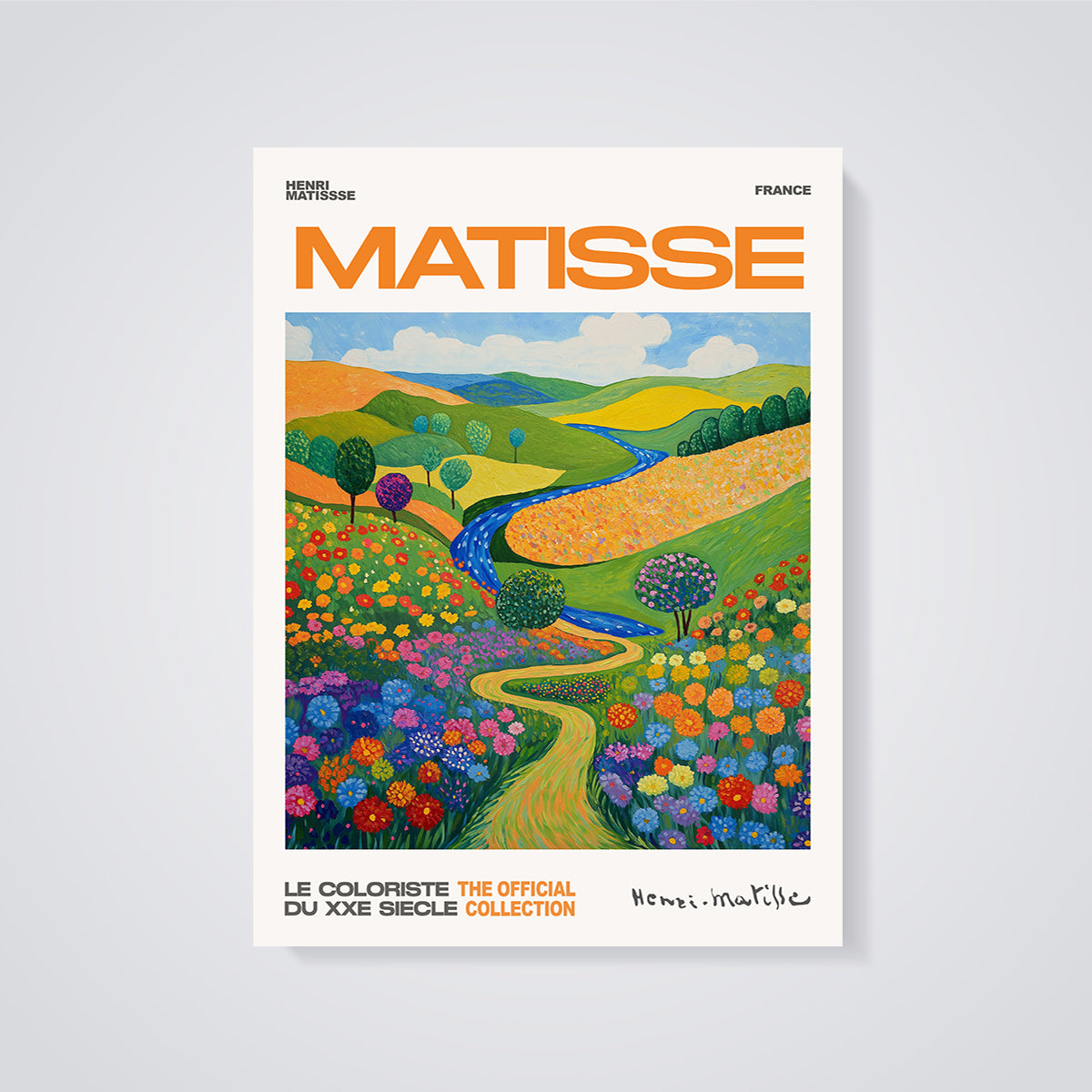 Matisse Flowery Countryside Print unframed on a grey background
