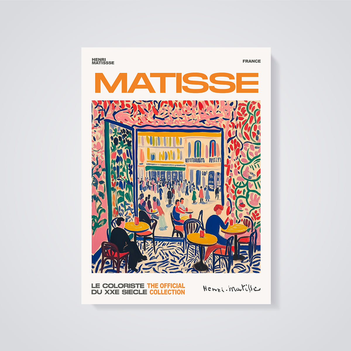 Matisse France Cafe Print unframed on a grey background