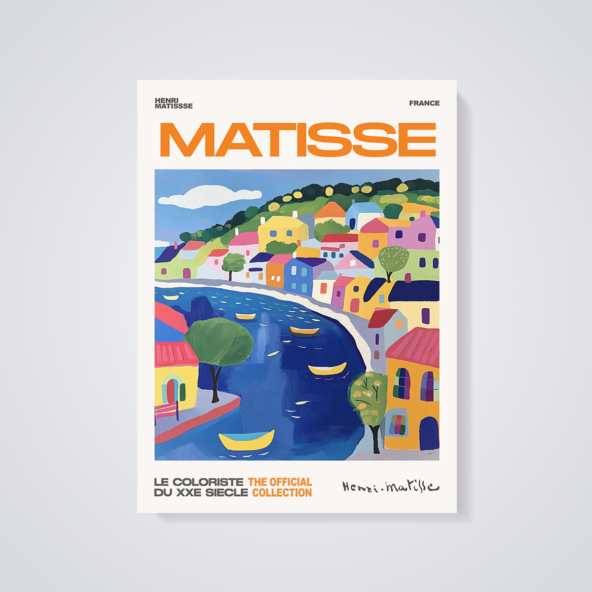 Matisse France Coastal Village Print unframed on a grey background