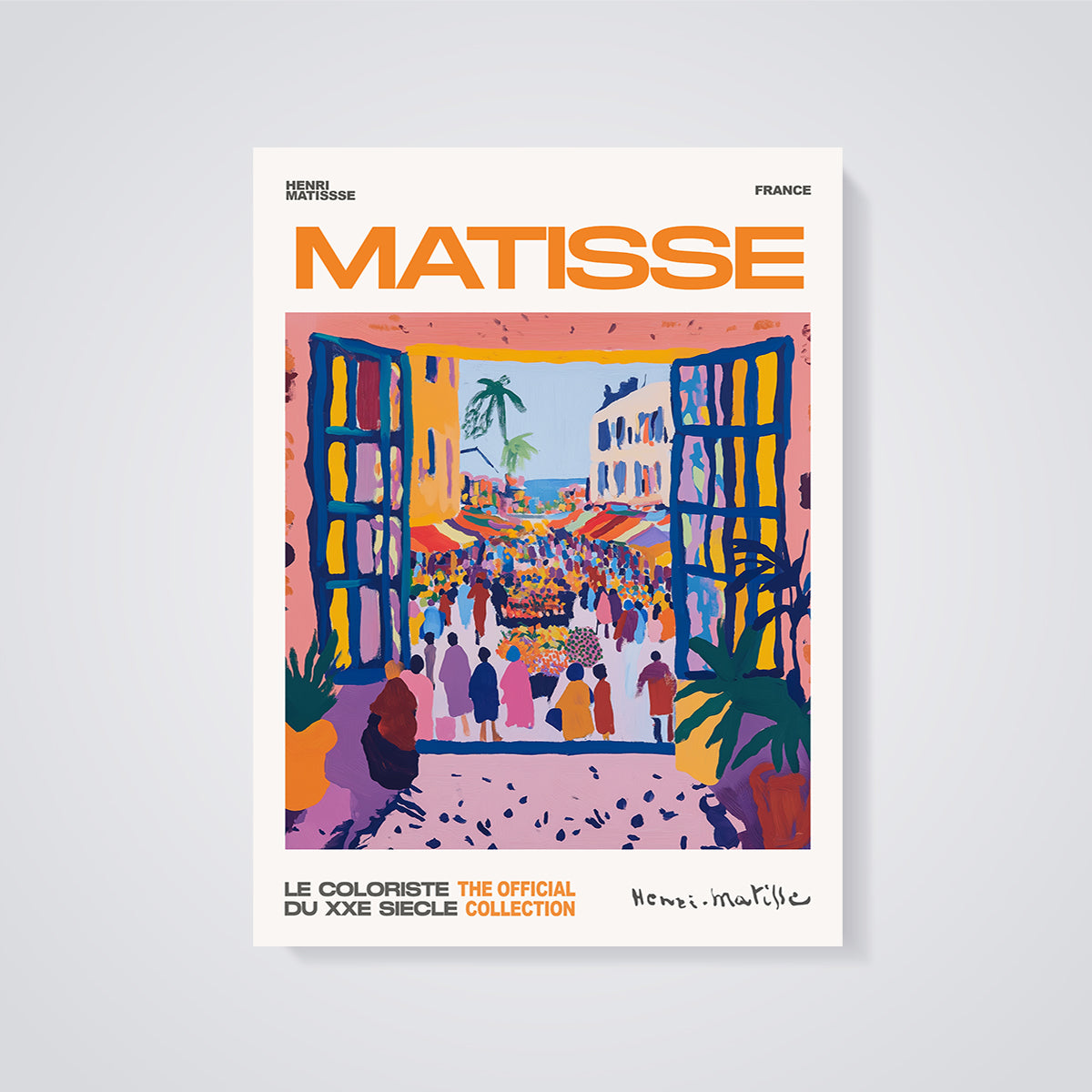 Matisse France Colorful Market Print unframed on a grey background
