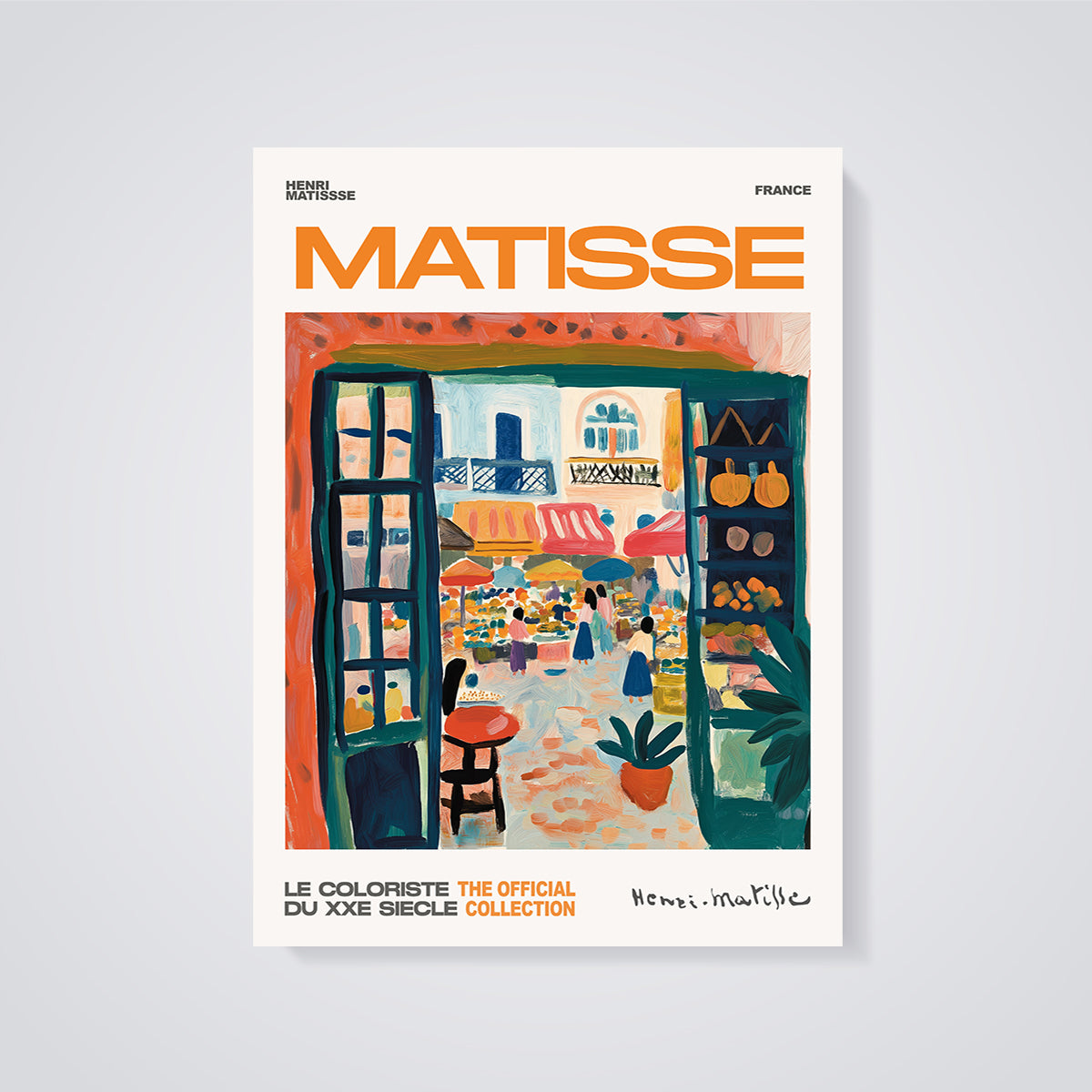 Matisse French Market View Print unframed on a grey background