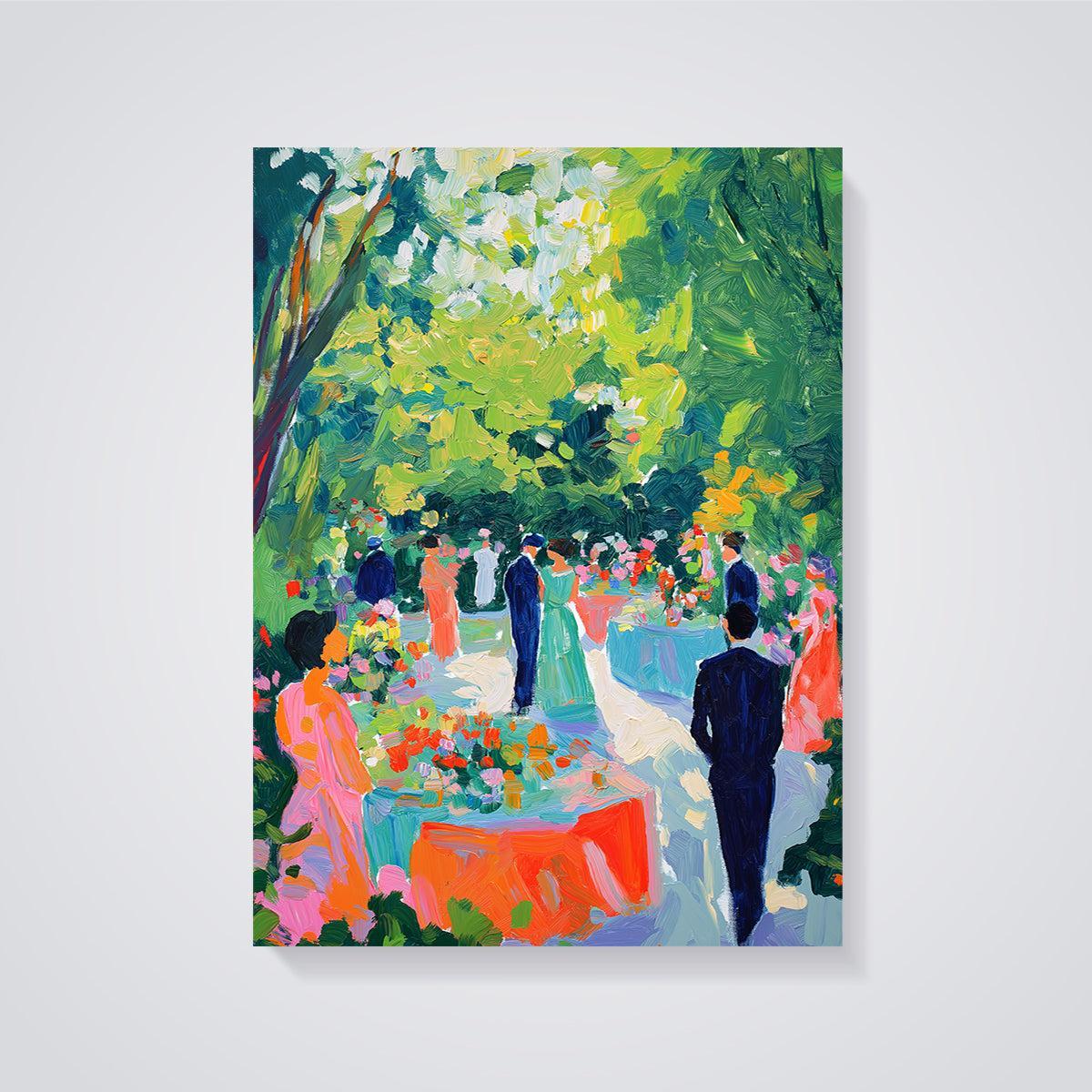 Vibrant Garden Party Print unframed on a grey background