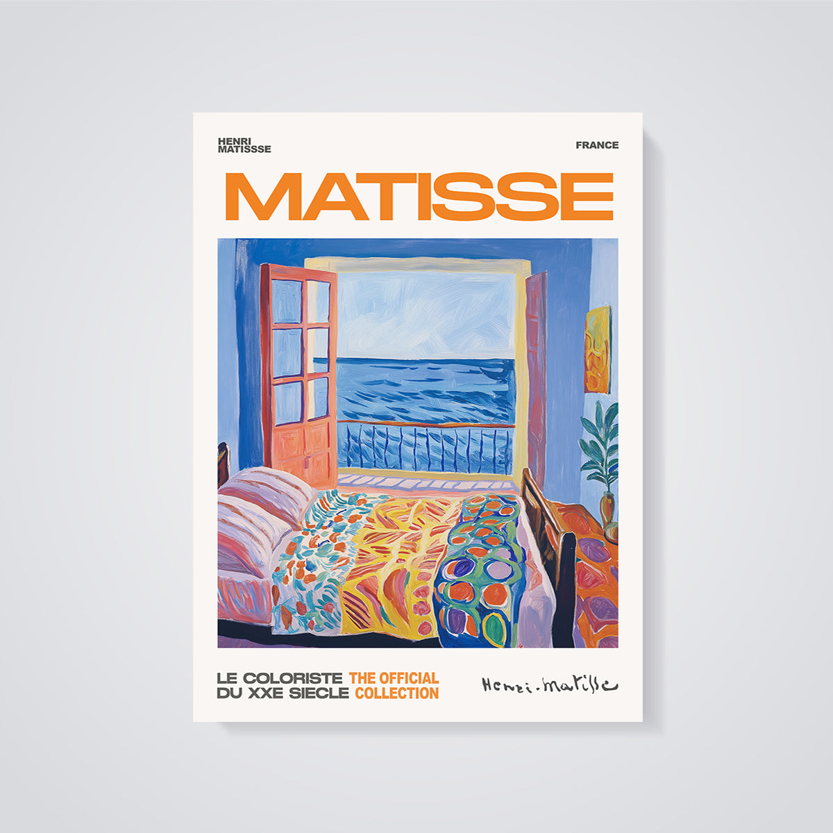 Matisse Interior Seascape Print unframed on a grey background