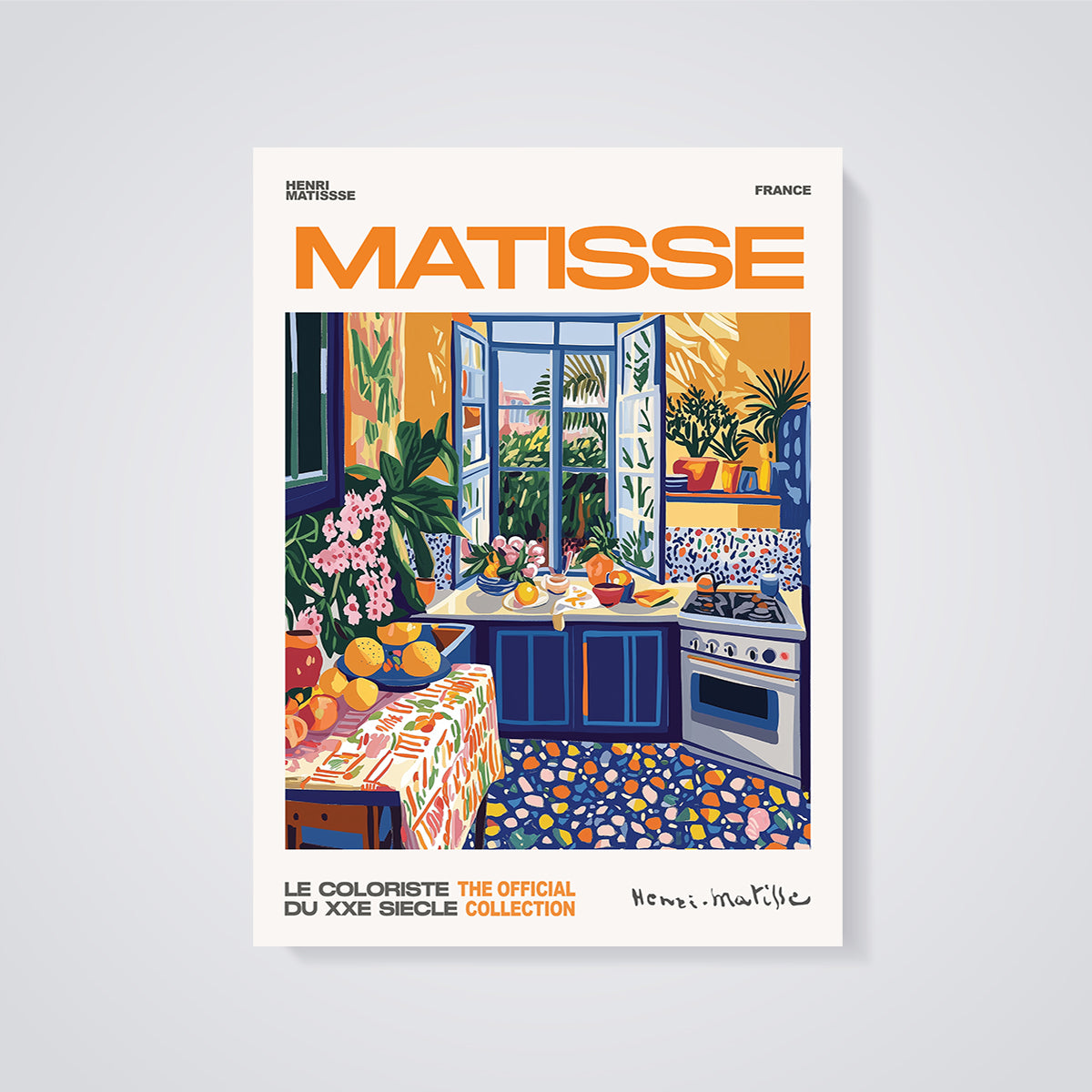 Matisse Kitchen Interior Print unframed on a grey background