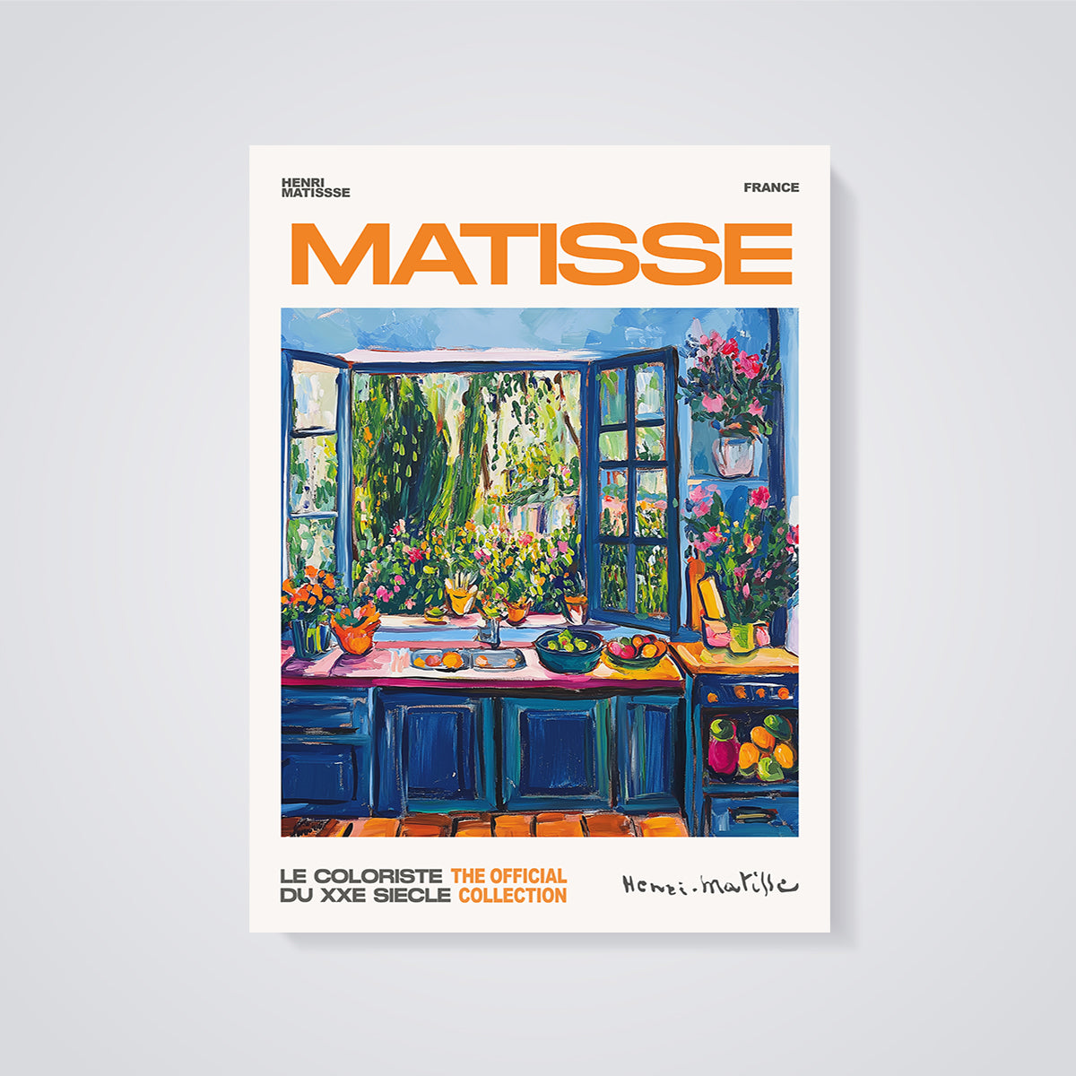 Matisse Kitchen Window Garden Print unframed on a grey background