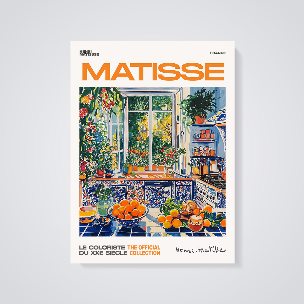 Matisse Kitchen Window Print unframed on a grey background