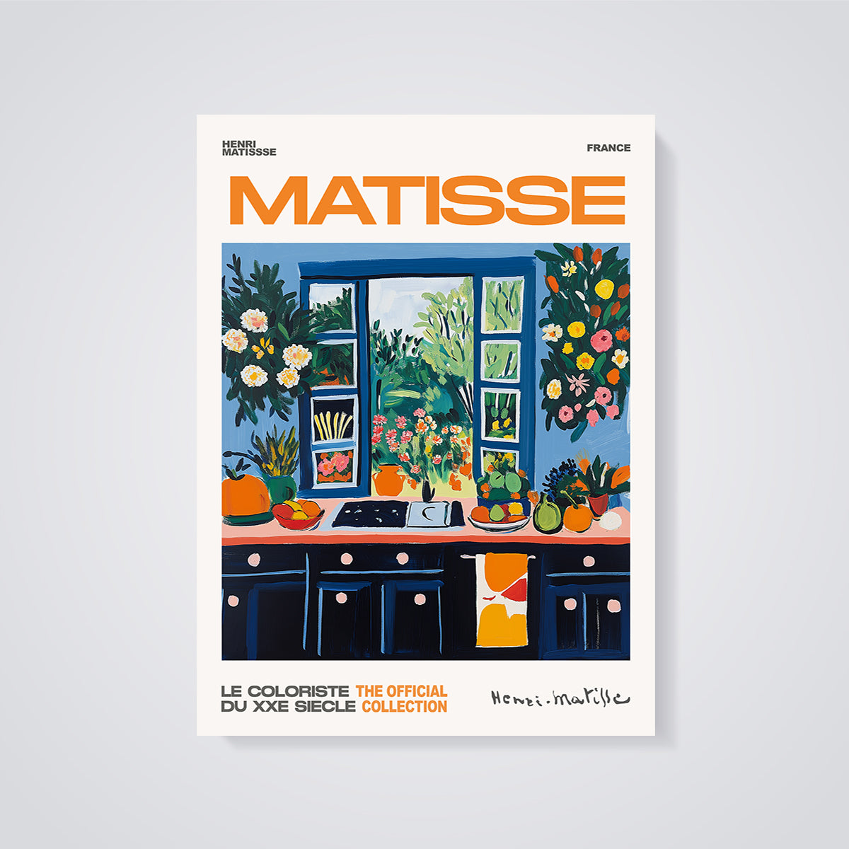 Matisse Kitchen Window Print Aesthetic unframed on a grey background