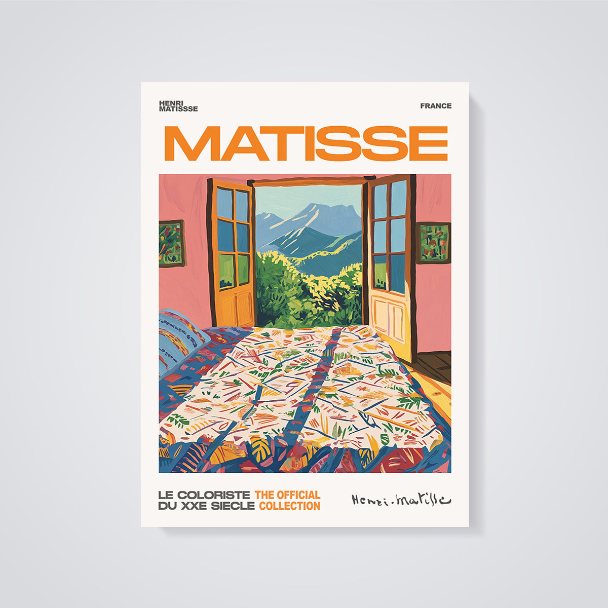 Matisse Official Open Window Print unframed on a grey background