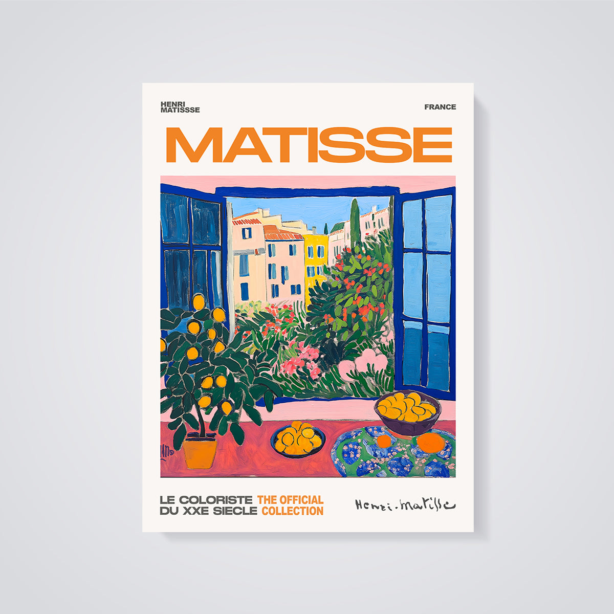 Matisse Open Window Citrus Print unframed on a grey background