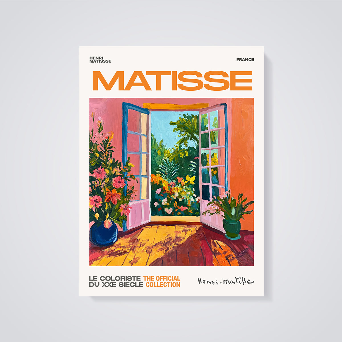 Matisse Open Window Garden Poster Print unframed on a grey background