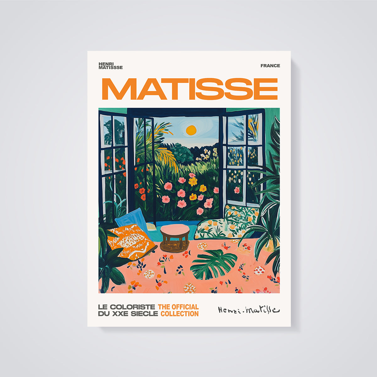Matisse Open Window Garden Print unframed on a grey background