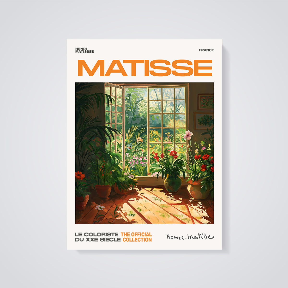 Matisse Open Window Garden Print Art unframed on a grey background