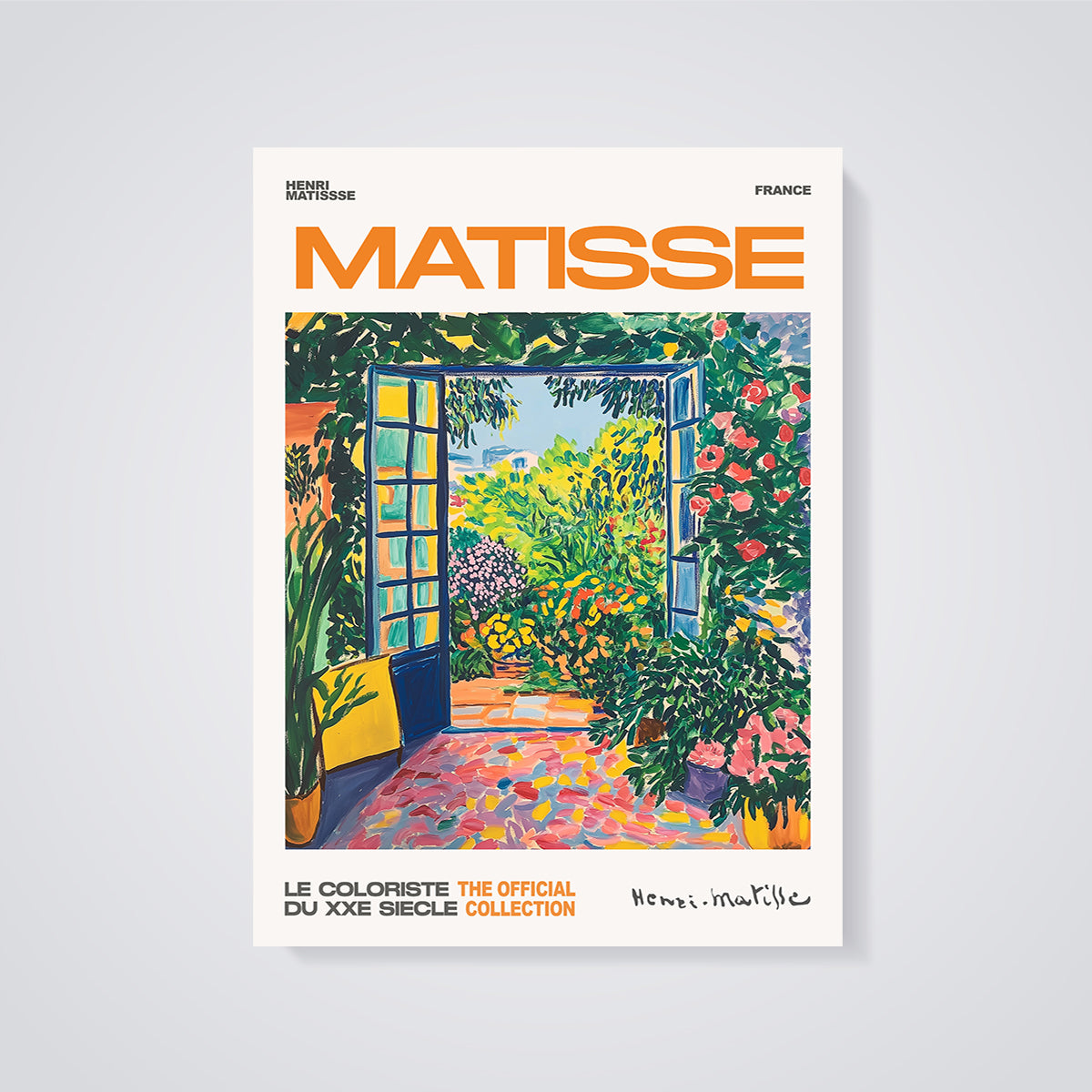 Matisse Open Window Garden Print Poster unframed on a grey background