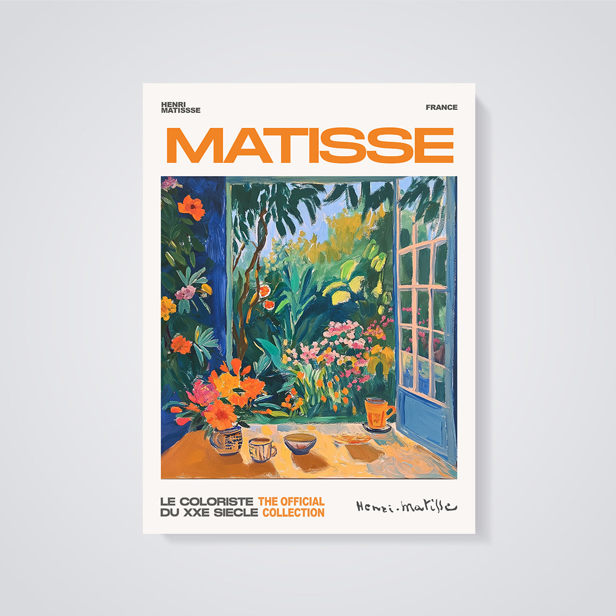 Matisse Open Window Garden Print Style unframed on a grey background