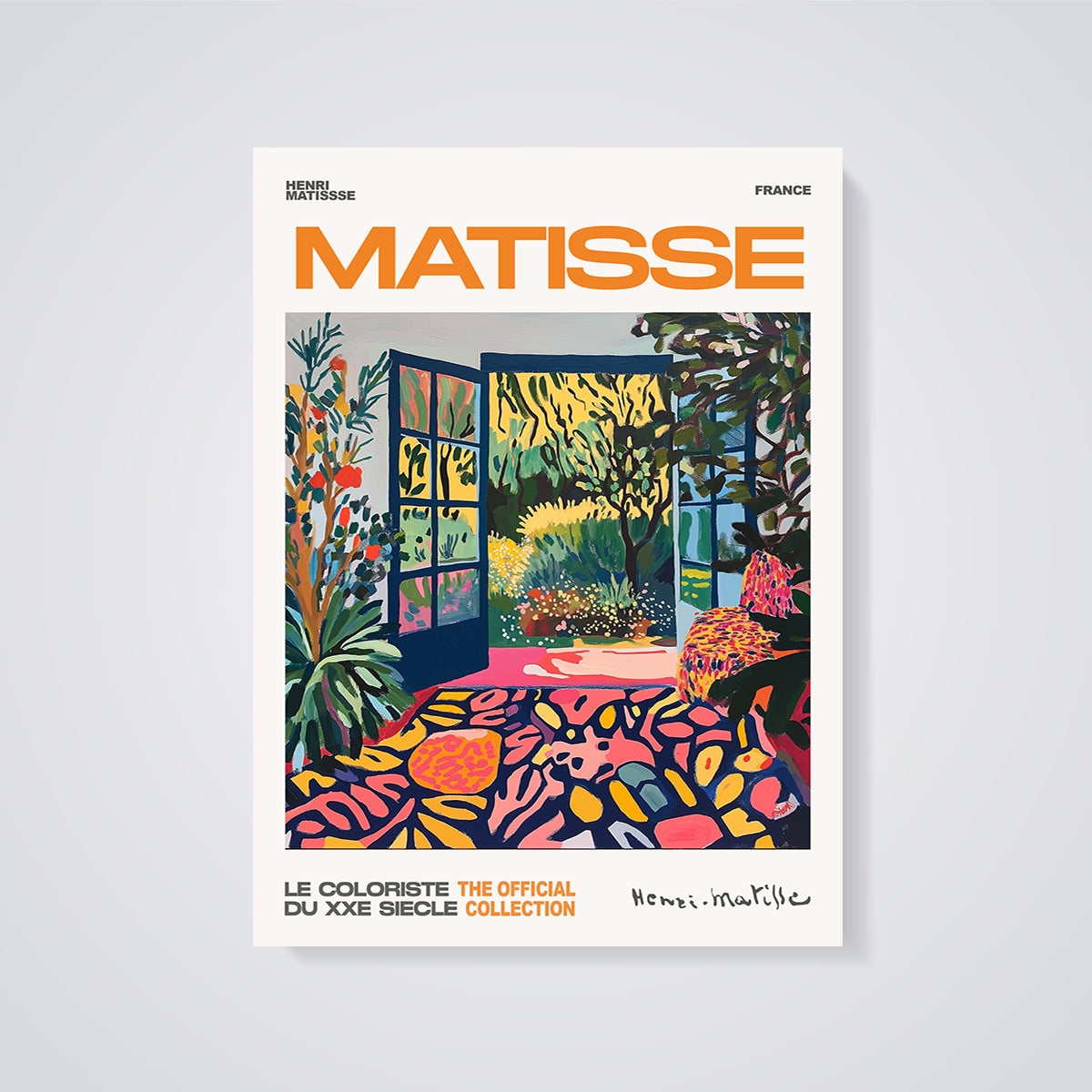 Matisse Open Window Garden Print Theme unframed on a grey background