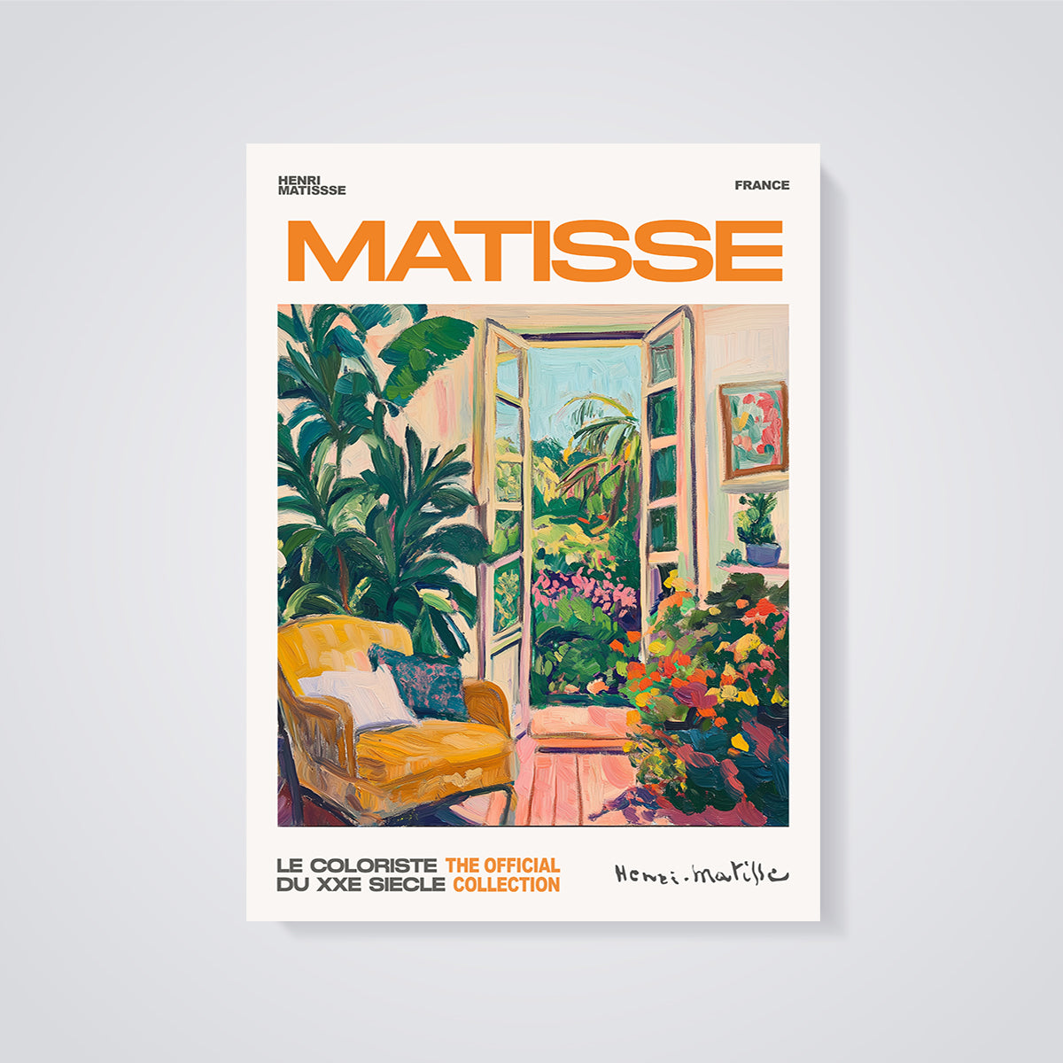 Matisse Open Window Garden Print Wall Decor unframed on a grey background