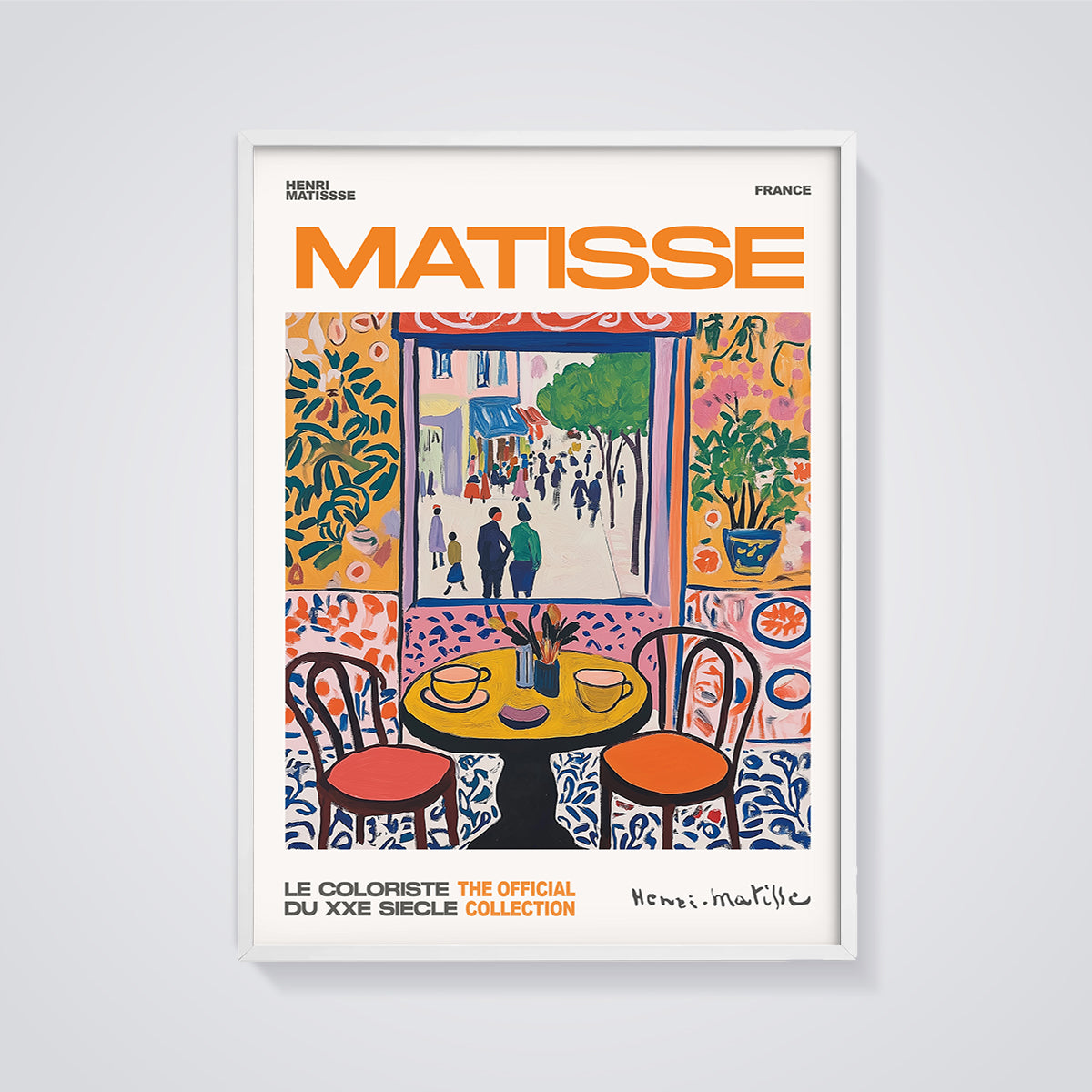 Matisse Open Window Print Aesthetic framed in white on a grey background