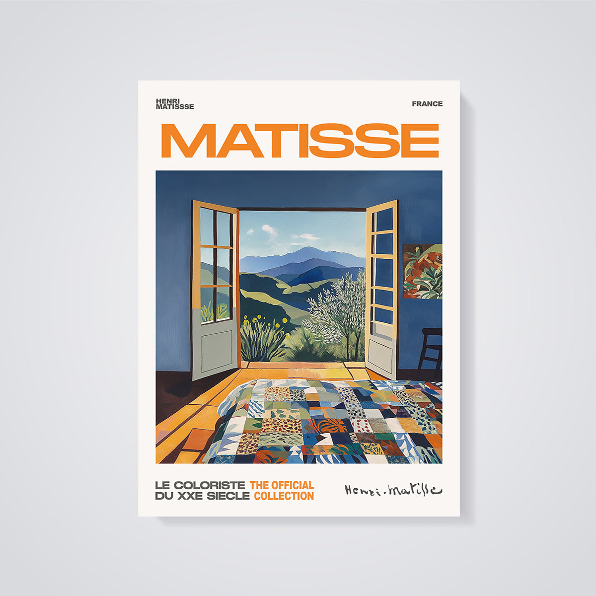 Matisse Open Window Quilt Print unframed on a grey background