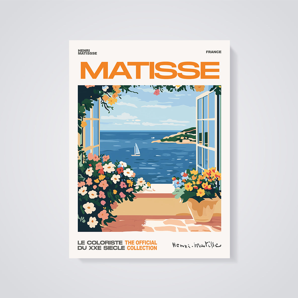 Matisse Open Window Sea View France Print unframed on a grey background