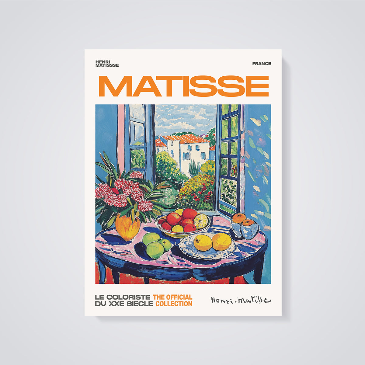 Matisse Open Window Still Life Print unframed on a grey background