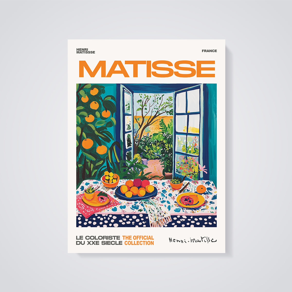Matisse Open Window Still Life Print Aesthetic unframed on a grey background