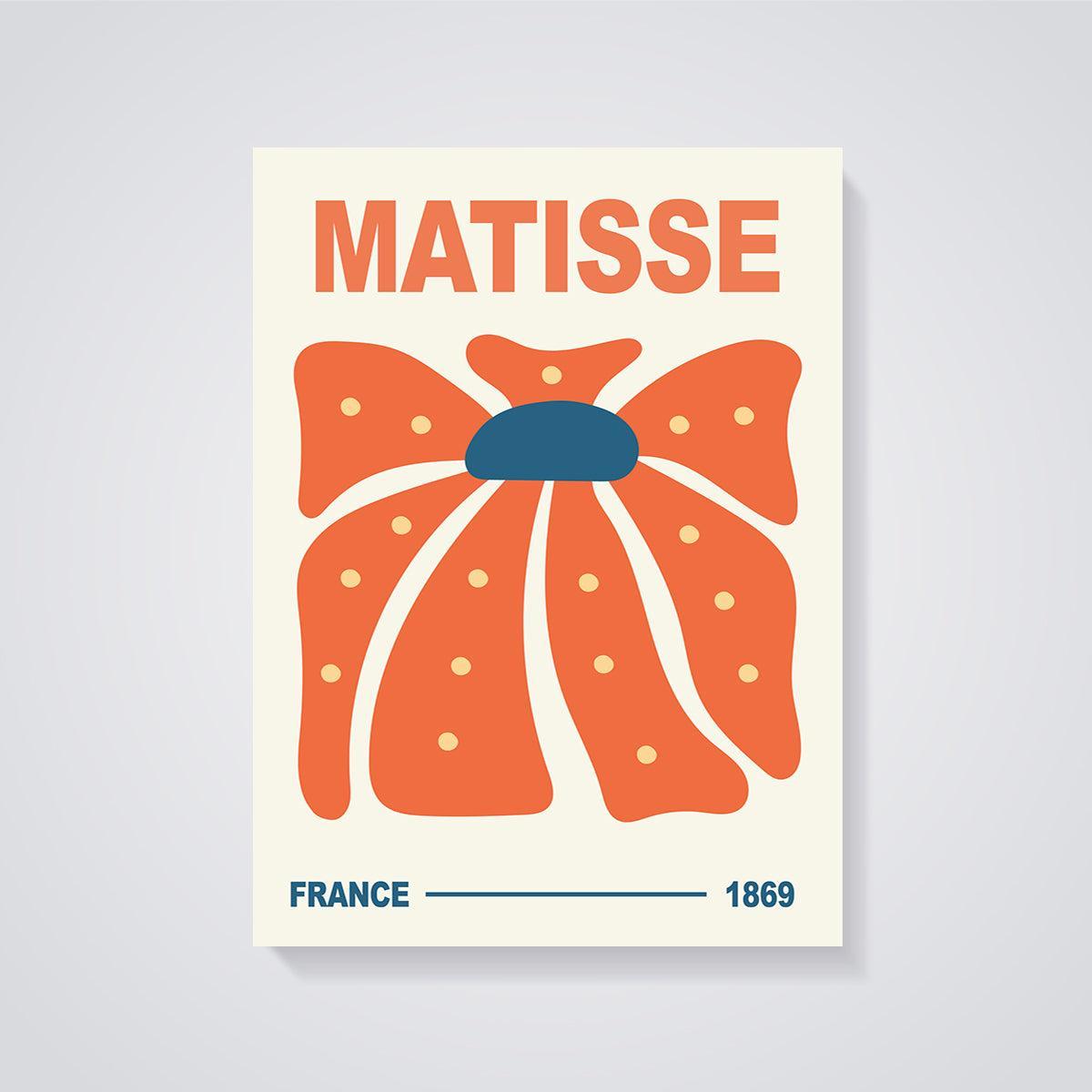 Matisse Orange Bloom Print unframed on a grey background