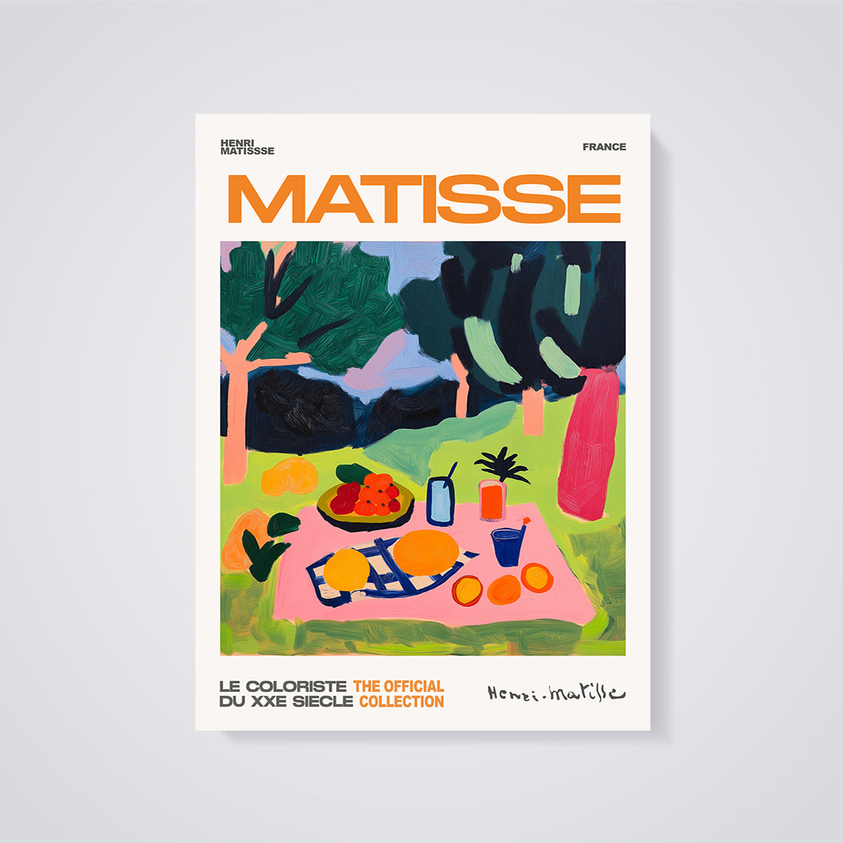 Matisse Picnic Scene Print unframed on a grey background