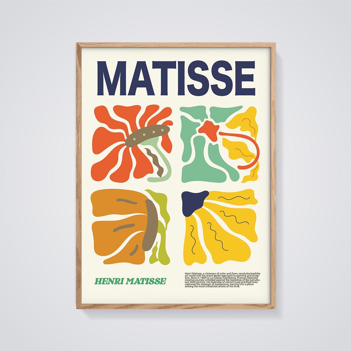 Matisse Vibrant Forms Print framed in oak on a grey background