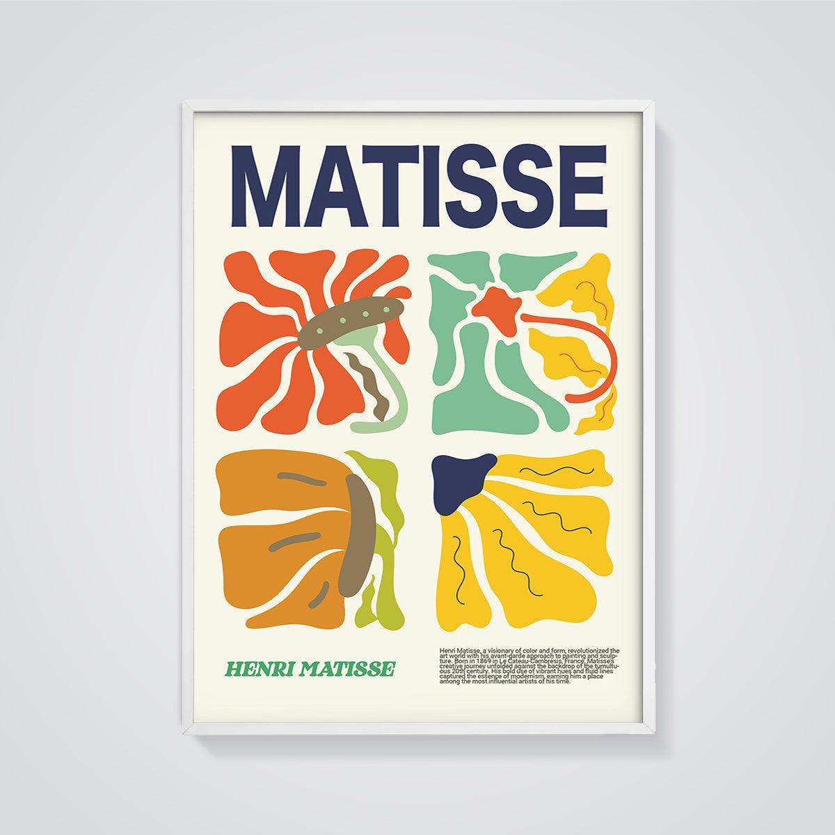 Matisse Vibrant Forms Print framed in white on a grey background