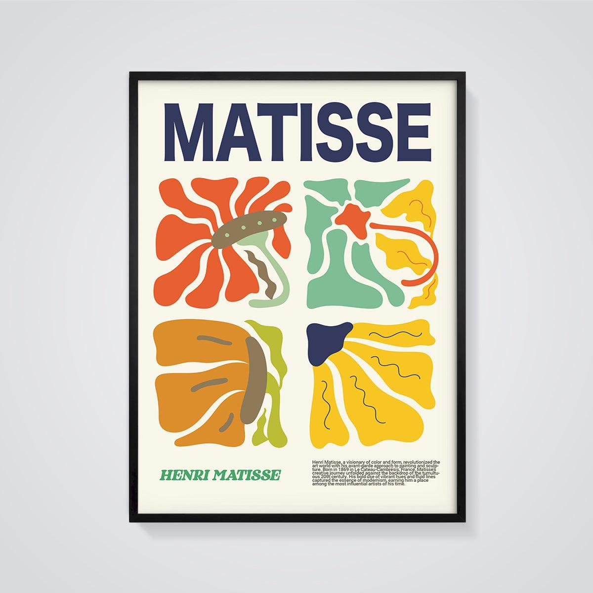 Matisse Vibrant Forms Print framed in black on a grey background