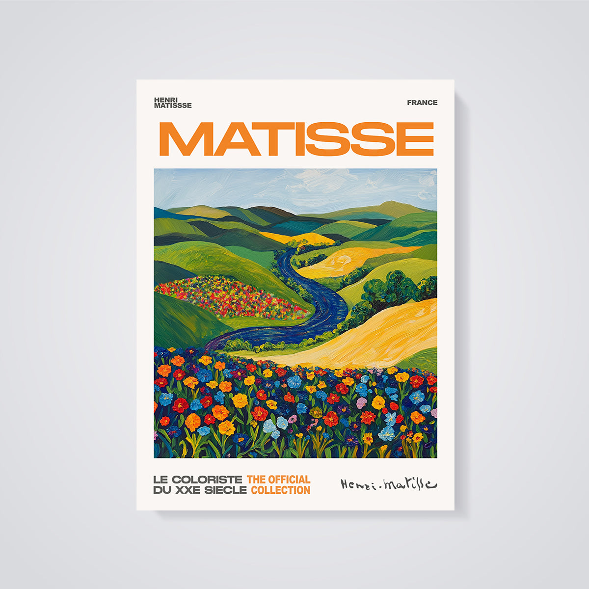 Matisse Vibrant Landscape Print unframed on a grey background