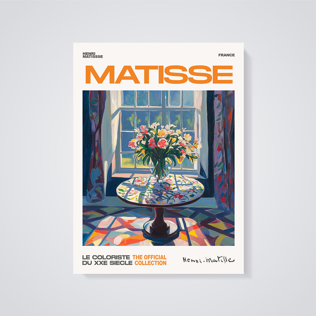 Matisse Window Flowers Print unframed on a grey background