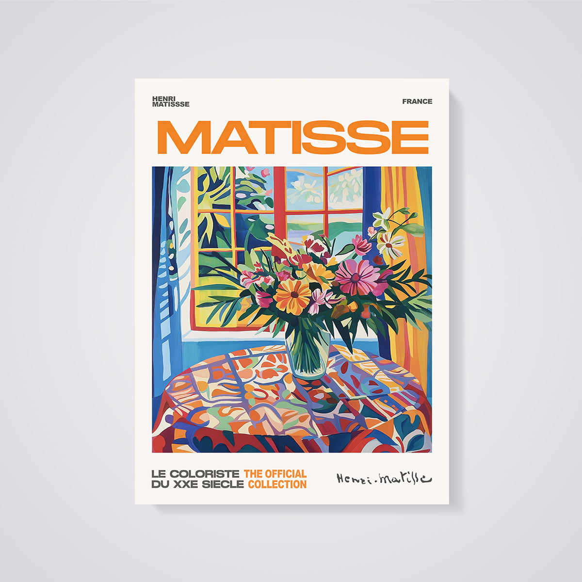 Matisse Window Flowers Print Aesthetic unframed on a grey background