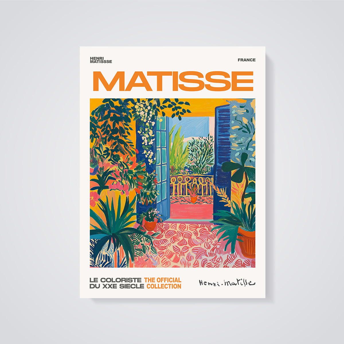 Matisse Window Garden Print unframed on a grey background