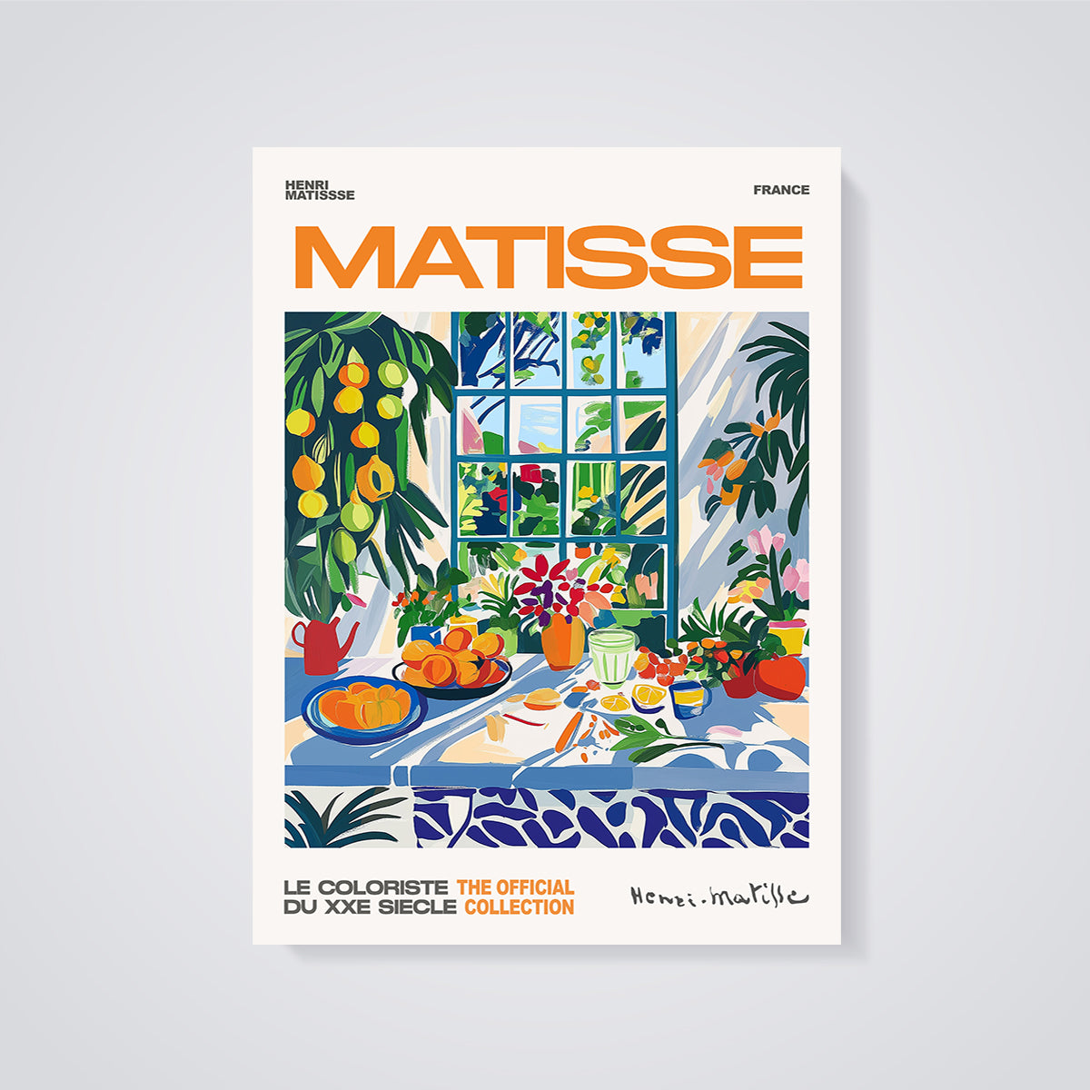 Matisse Window Still Life Print Aesthetic unframed on a grey background