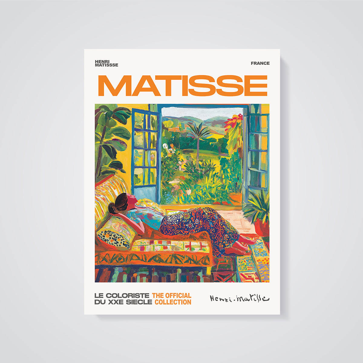 Matisse Woman at Open Window Print unframed on a grey background