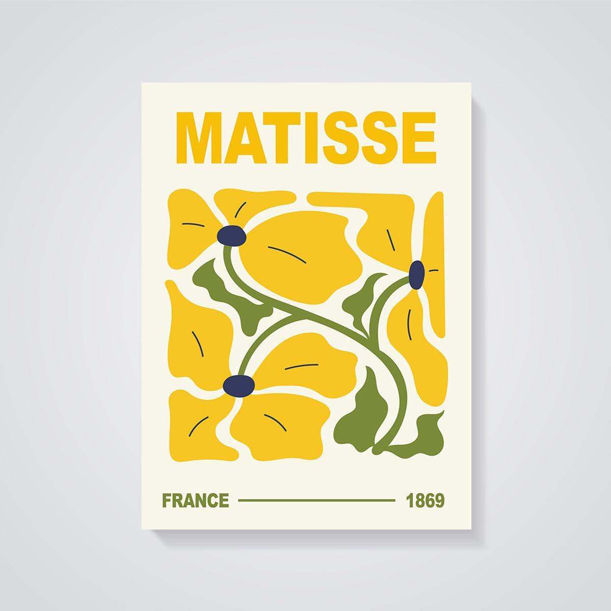 Matisse Yellow Flowers Print unframed on a grey background