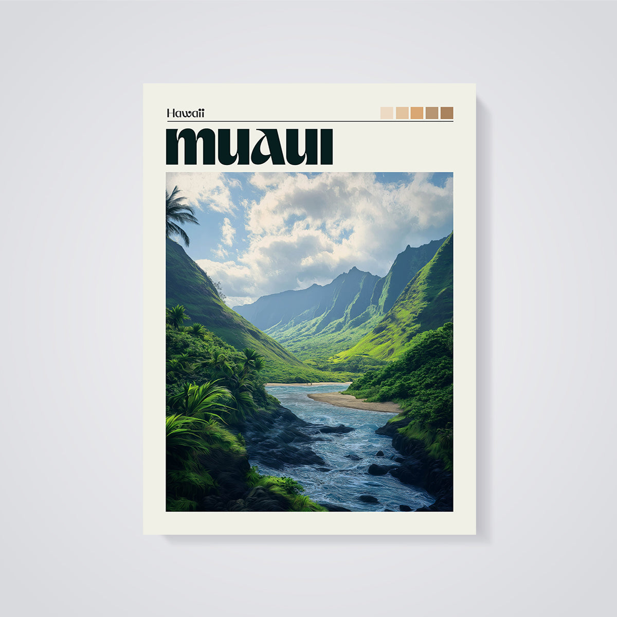 Maui Valley Print unframed on a grey background