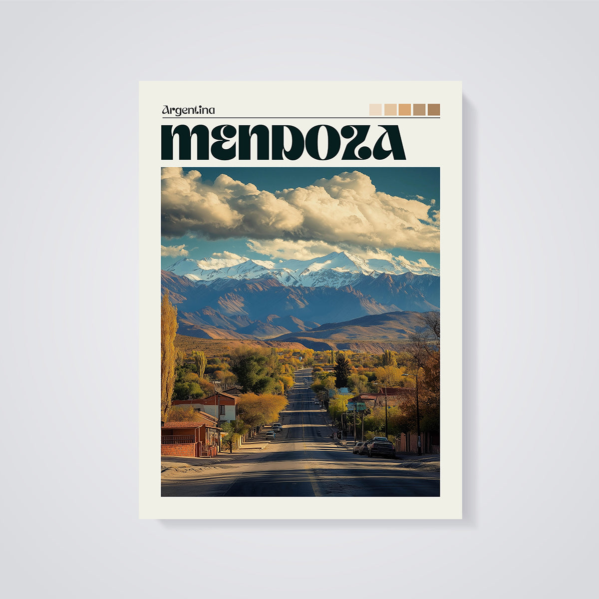 Mendoza Mountains Road Print unframed on a grey background