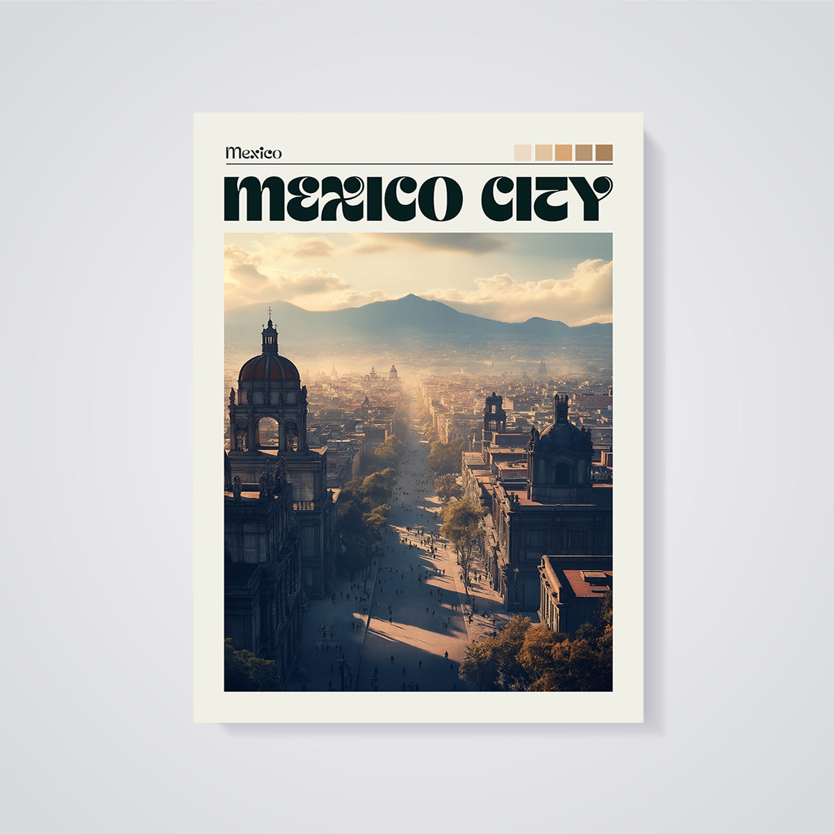 Mexico City Travel Print unframed on a grey background