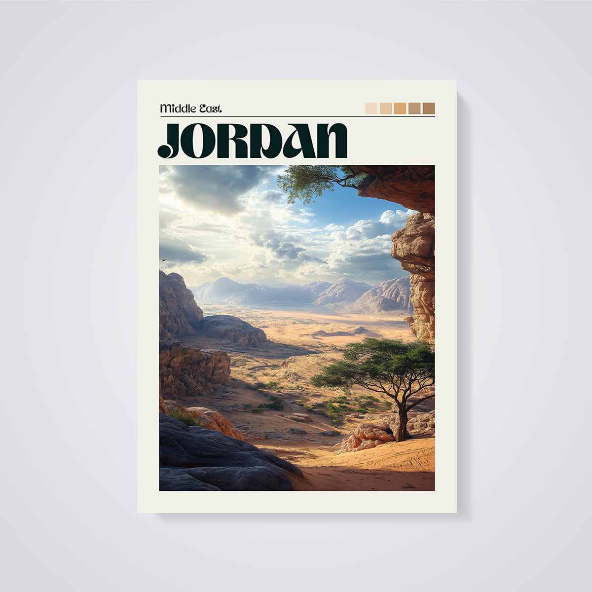 Middle East Jordan Desert Print unframed on a grey background